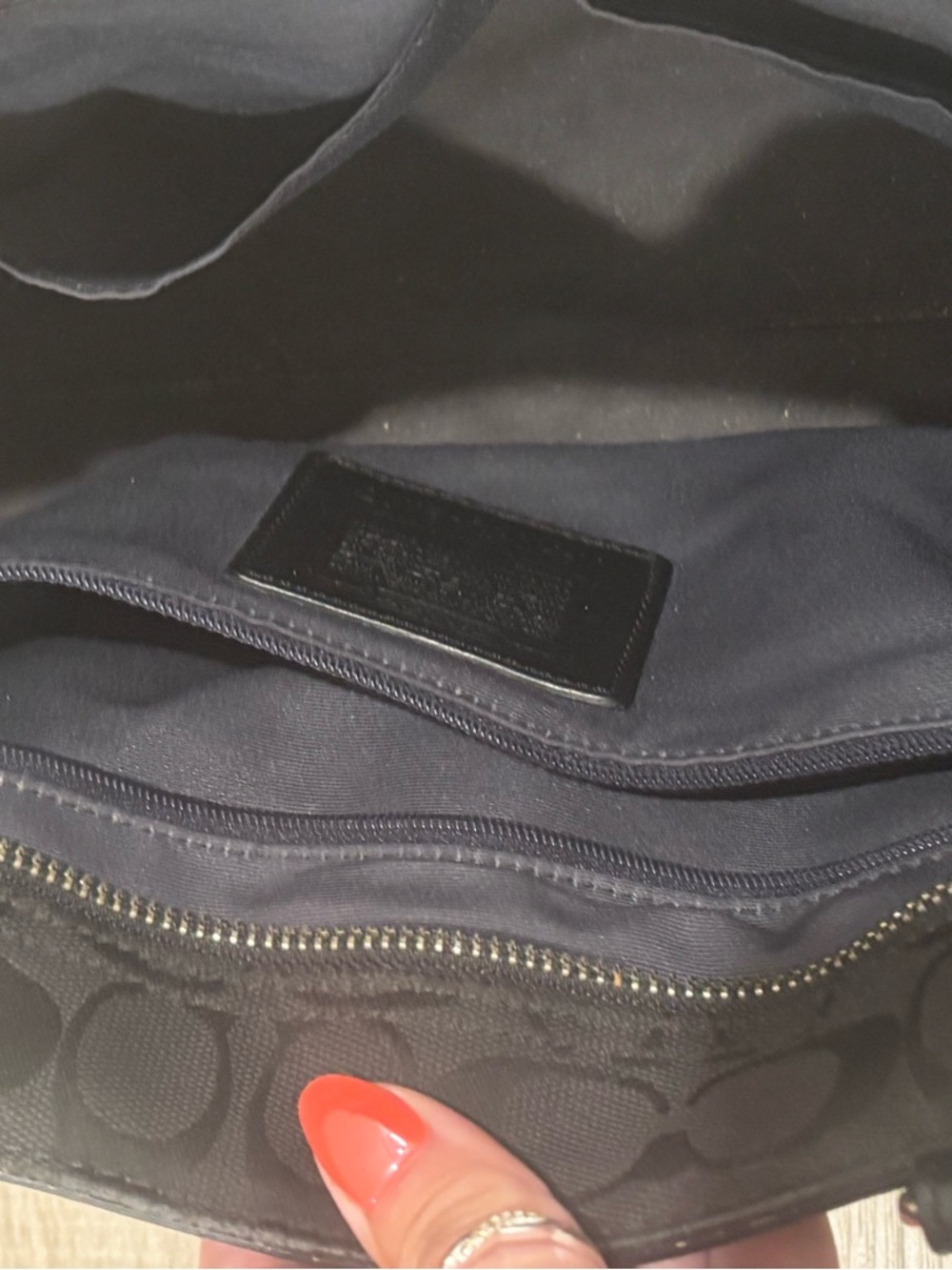 Coach Black Signature Canvas Tote with Silver Accent - Picture 9 of 11